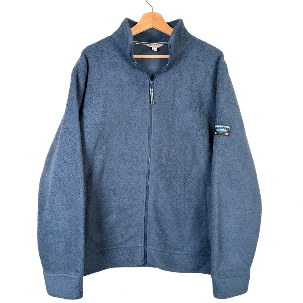 Orvis Men's Blue Fleece Full‎ Zip Jacket Classic Collection Size M Gorpcore cozy